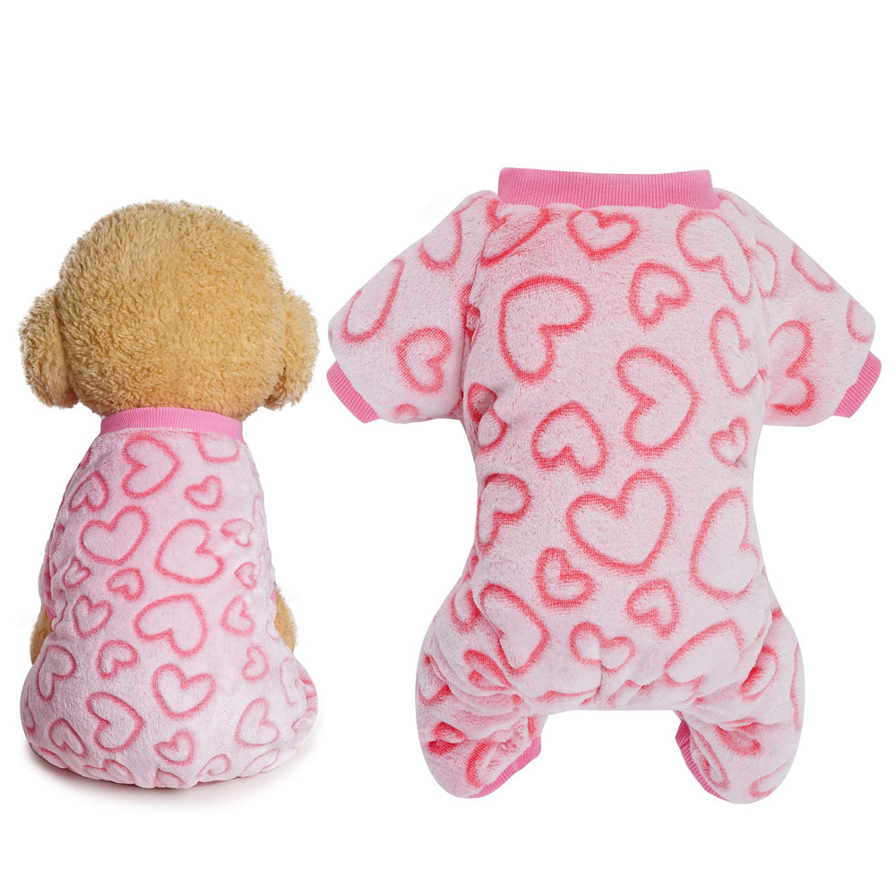 Dxhycc pyjama polaire chien cœur rose, chaleur douce pour l'hiver.