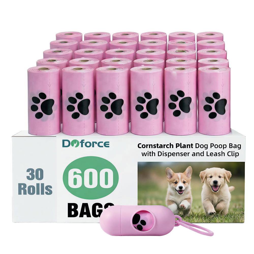 Dyforce, distributeur rose et sacs-poubelle, pratique pour promenades propres.