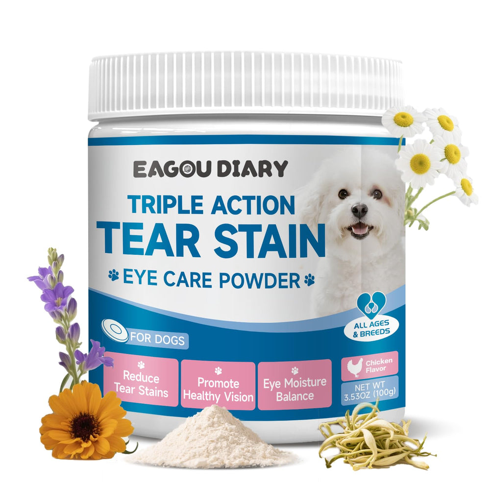 Eagou Diary – bouteille-supplement-larmes-chien, soutien potentiel pour les taches oculaires.