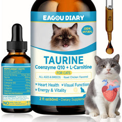Eagou Diary Taurine pour chats, flacon gouttes 60 ml, soutien cardiaque