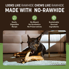 Earth Animal No Hide Chews: produit sans additifs, convient à grands chiens.