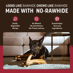 Earth Animal No Hide Chews longue durée de mastication pour gros chiens.