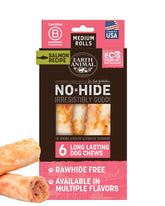 Earth Animal No Hide Chews – rouleaux longue durée au saumon pour chien moyen.