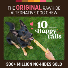 Earth Animal No Hide Chews saumon – deux rouleaux prêts à la mastication prolongée.
