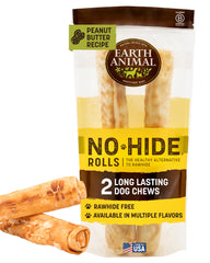 Earth Animal No Hide – rouleaux sans cuir avec pâte d'arachide pour une mastication durable.