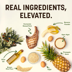Ingrédients simples et naturels: riz brun, œufs, huile d'olive.