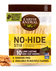 Earth Animal No Hide Stix pack petit chien au beurre d'arachide, récompense savoureuse.