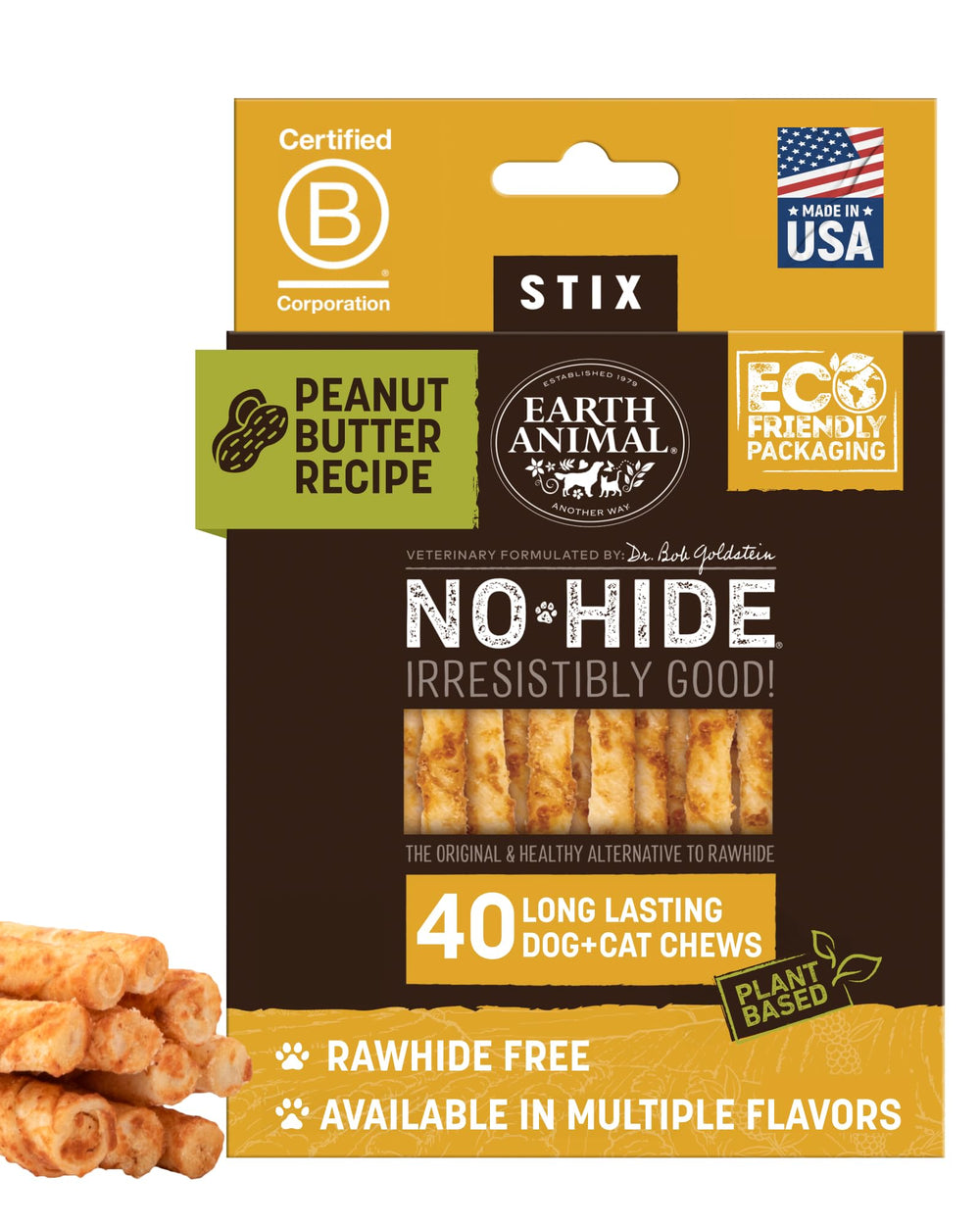 Earth Animal No Hide Stix bouchée au beurre d'arachide pour petits chiens sans peau