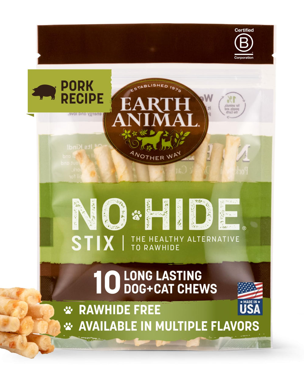 Earth Animal No Hide Stix: bâtonnets durables pour petits chiens, mastication longue