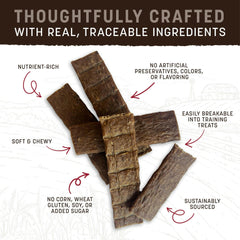 Earth Animal Wisdom jerky bison: option protéinée pour chiens énergiques.