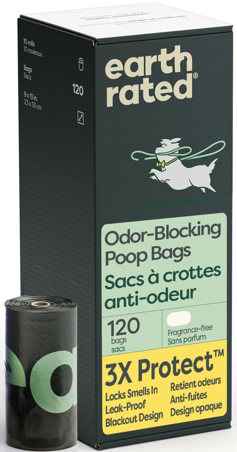 Earth Rated 3X Protect rouleau sacs de dejections chien pour balades pratiques