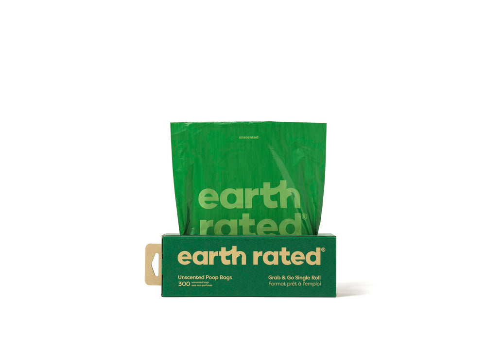 Earth Rated sacs à crottes pour chien — rouleau épais sans parfum, idéal pour les balades propres.