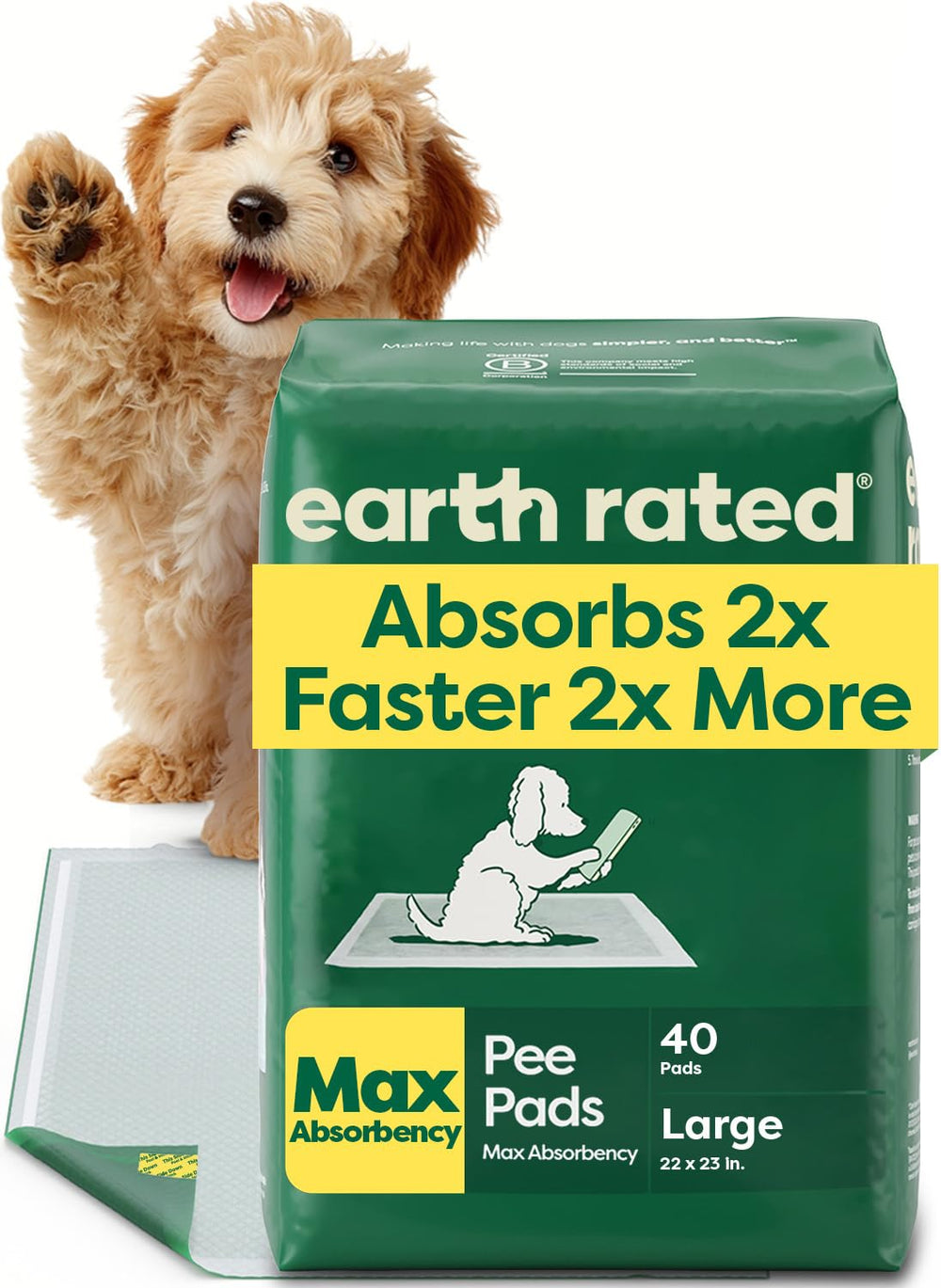 Earth Rated tapis d'entraînement canin avec absorption rapide pour sols propres.