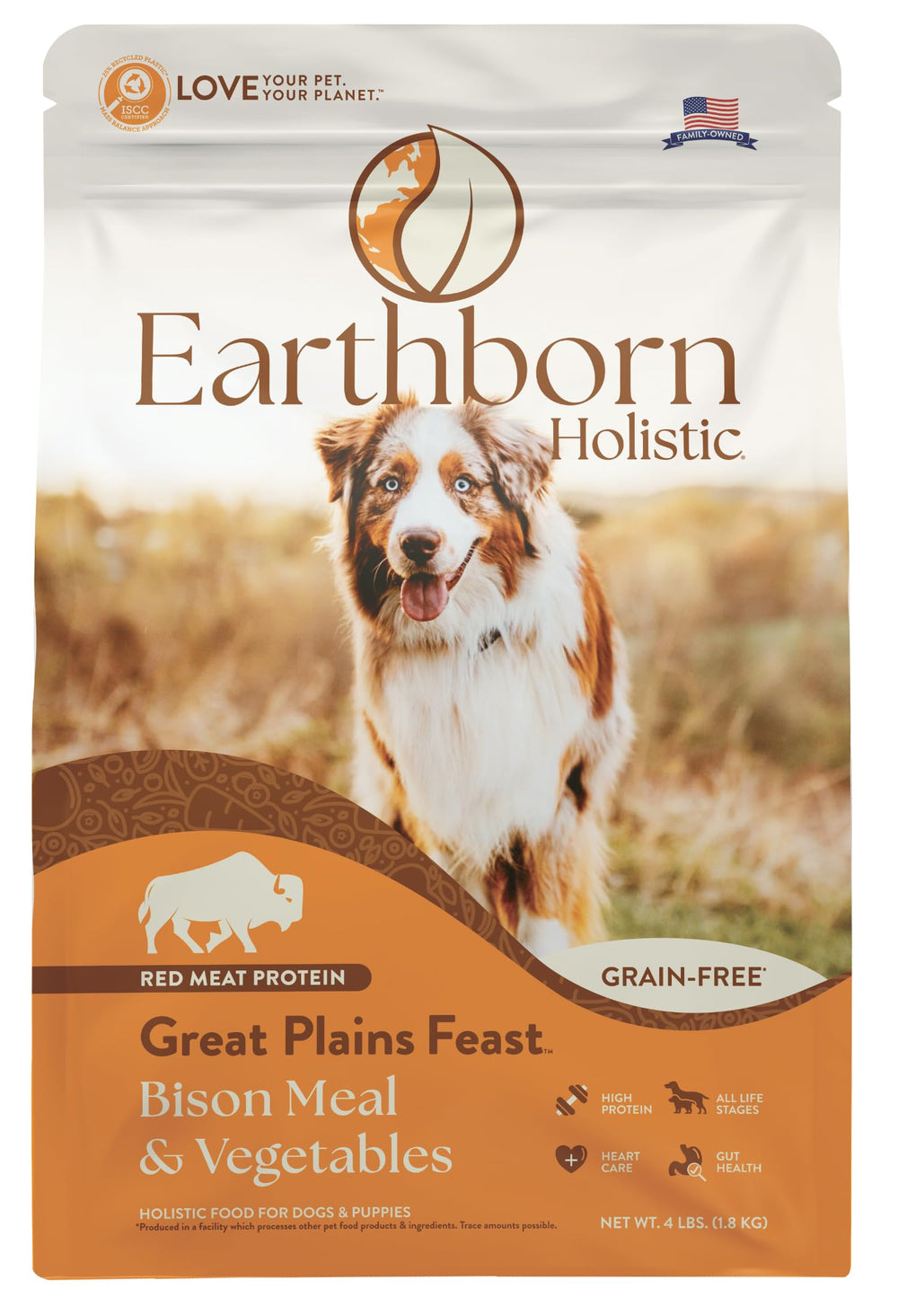 Earthborn Holistic Great Plains Feast croquettes naturelles, texture croustillante pour une alimentation équilibrée et appétente.