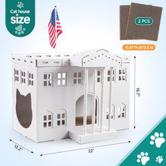 EARTHSON Maison chat carton blanc, intérieur confortable propice au repos.