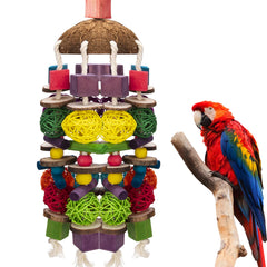Jouet EBaokuup pour perroquet : blocs bois colorés pour stimulation et amusement durable.