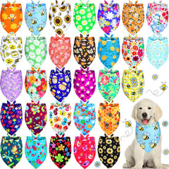 Bandana Eccliy printemps pour chien avec fleurs, look coloré.