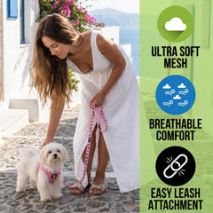 Harnais EcoBark anti-tirage rose mesh respirant pour petites race