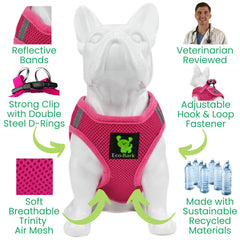 EcoBark harnais réglable rose moyen pour un ajustement personnalisé