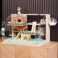 Cage EcoCEN hamster vue d’ensemble, espace spacieux et sécurisé.