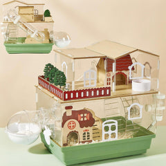 Cage ECOCEN pour hamster en acrylique clair avec tous les accessoires inclus.