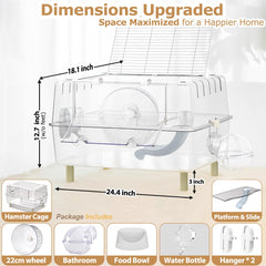 Cage ECOCEN hamster cristal-ample: espace généreux pour hamster actif.