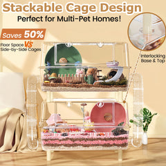 Cage ECOCEN hamster cristal-plateforme-modulaire: niveaux multiples pour explorer.