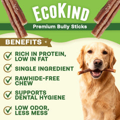 EcoKind Bâton Boeuf 12 pouces, vue produit, récompense protéinée et savoureuse.