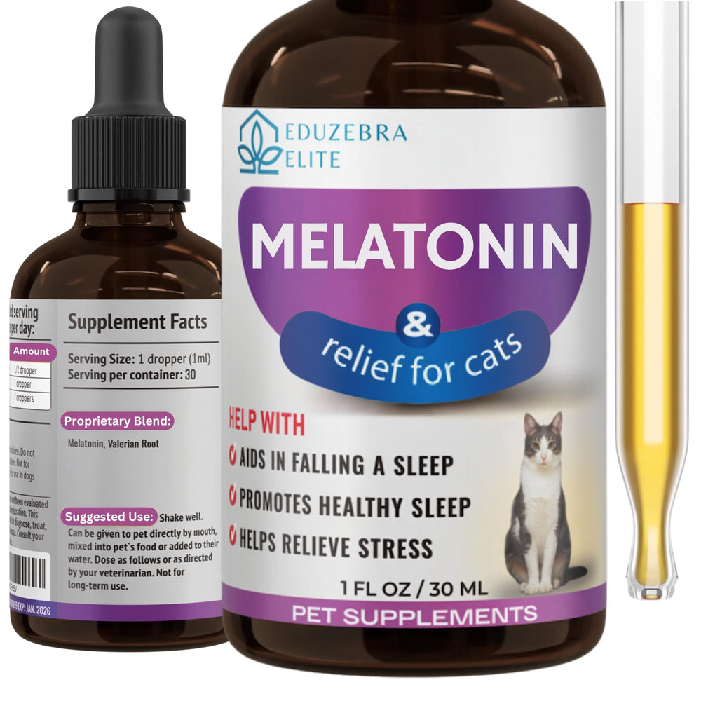 EDUZEBRA Chat Mélatonine Bouteille – favorise un calme doux au quotidien.