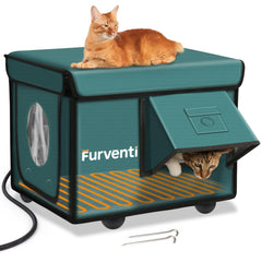 eekkii maison pour chat thermique exterieur avec porte double, refuge chaud et sûr