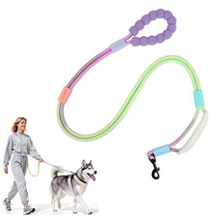EffiBrill, laisse mains-libres double manche violet-vert, pour plus de liberté lors des balades.