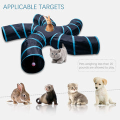 Tunnel pliable EGETOTA avec forme en S et 5 voies pour chats.
