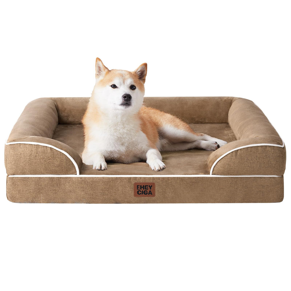 EHEYCIGA lit chien orthopedique avec mémoire de forme pour soutien articulaire