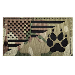 Patch réfléchissant EHOPE pour chien de service avec patte et drapeau US, visibilité accrue.