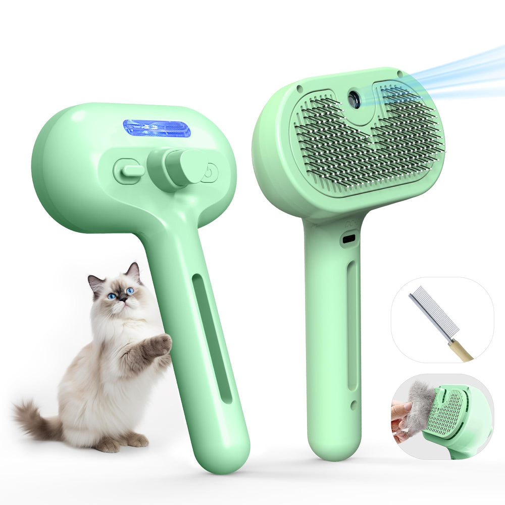 Brosse Eilimy pour chats et chiens avec brume électronique, confort de toilettage.