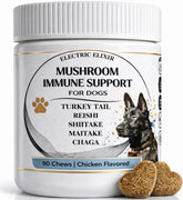 Bouteille Electric Elixir montrant les friandises pour chien et leur soutien immunitaire.