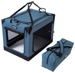 EliteField cage souple à quatre portes bleu gris intérieur dégagé et ventilé.