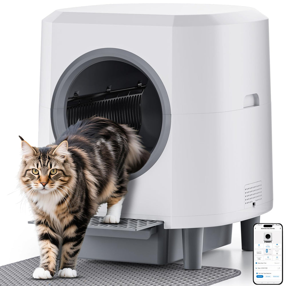 Litière Ellenpent automatique montrant le nettoyage rapide après sortie du chat.