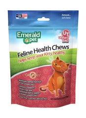 Emerald Pet Feline Health Chews UT Support sur bouteille, friandises molles pour soutenir l’urinaire du chat.