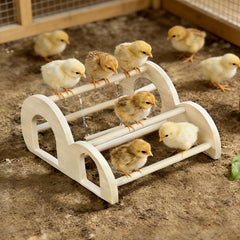Perchoir Enrichoice pour poules avec balancoire, activité ludique.