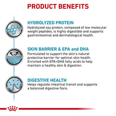 EPA et DHA pour peau et pelage sains avec Royal Canin Hydrolyzed Protein Adult.