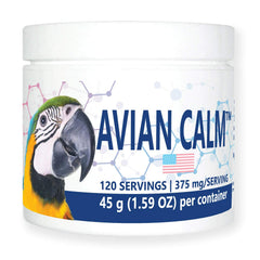 Bouteille Equa Holistics Avian Calm avec dosage facile pour perroquets.