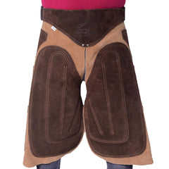 Equine Care apron-chaps en cuir suede de vache, protection durable pour le travail.