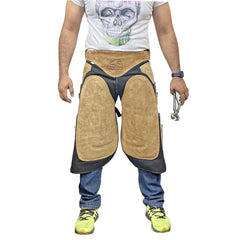 Équine Care bavette en cuir suede protège vos cuisses lors du ferrage et des soins.