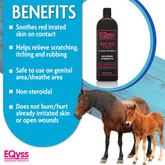 Eqyss Micro-Tek Shampoing Équin – soin doux autour des zones sensibles du cheval.