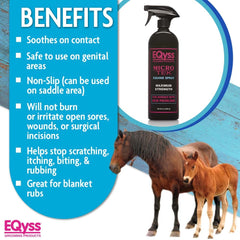 Eqyss Micro-Tek équin - application ciblée près de la zone selle, usage sûr.