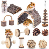 ERKOON ensemble 11 jouets grignotage en bois de pomme pour rongeurs – stimulation et amusement possibles.