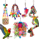 Jouets ESRISE pour perruche, ensemble varié pour stimulation et amusement.
