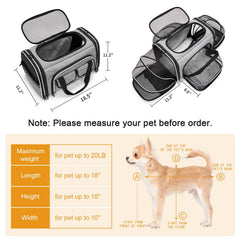 ESTARER sac-transports-animaux-cadre-metalique-solide: stabilité quand le sac est entièrement déployé.
