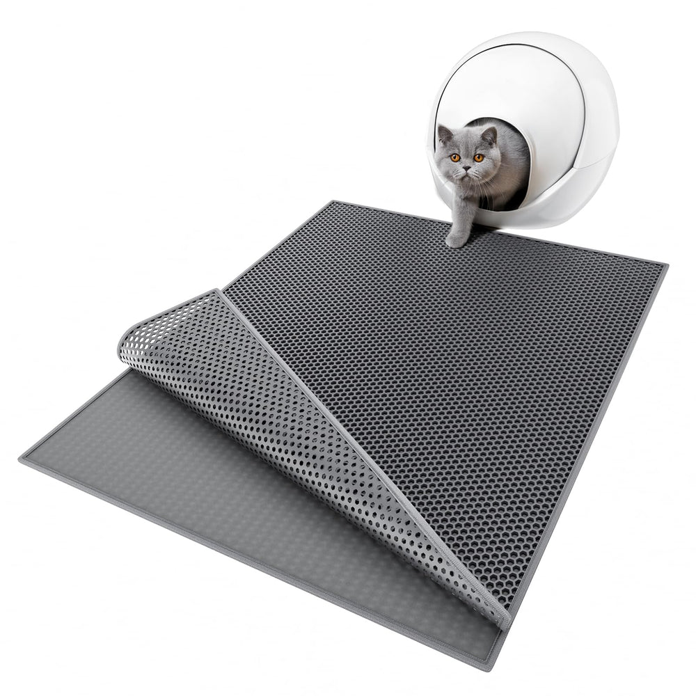 ESTHELLO Tapis litiere chat double couche Nid d'Abeille retient les residus